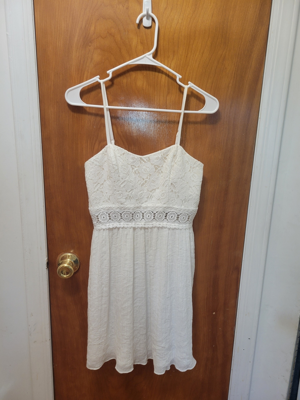 BCX Ivory Lace Bodice Spaghetti Strap Mini Dress